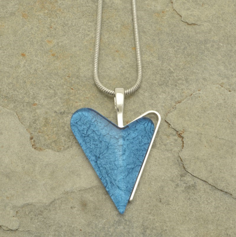 Necklace - Blue Asymmetric Heart