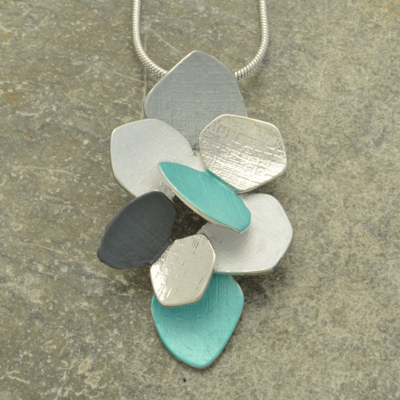 Necklace - Grey & Mint Green Cluster