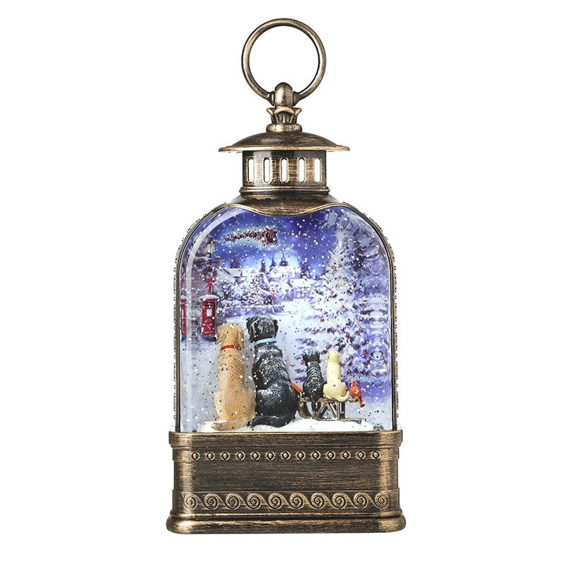 HS Christmas Dogs Lantern Village Scene