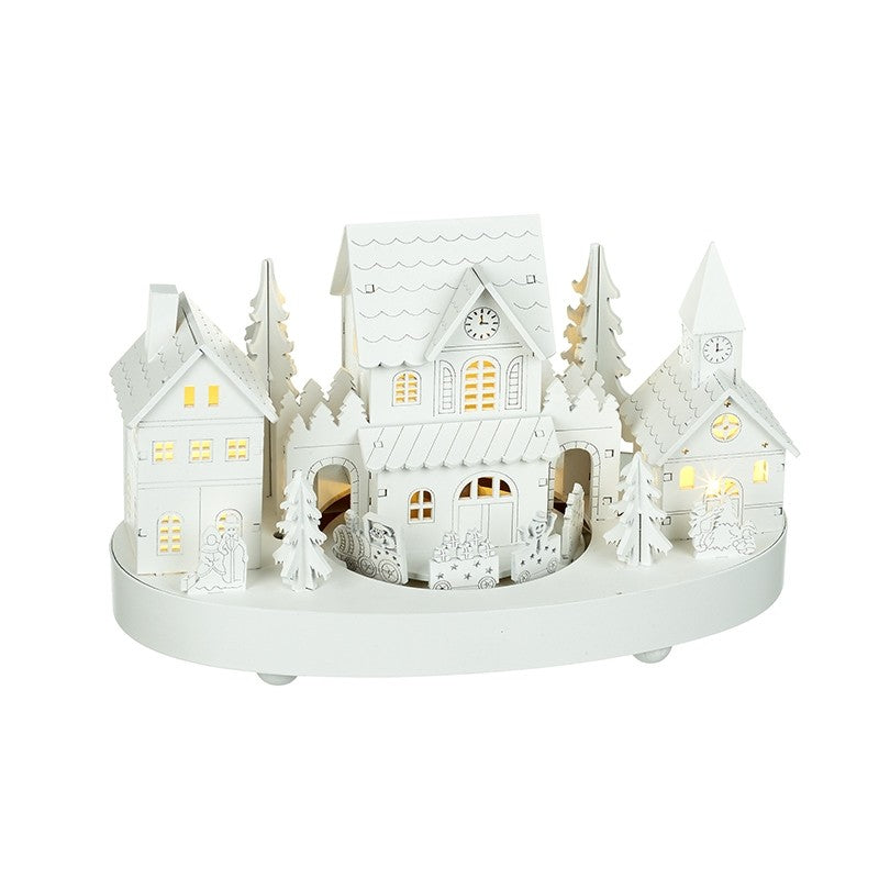 HS Wooden House W/Rotating Train