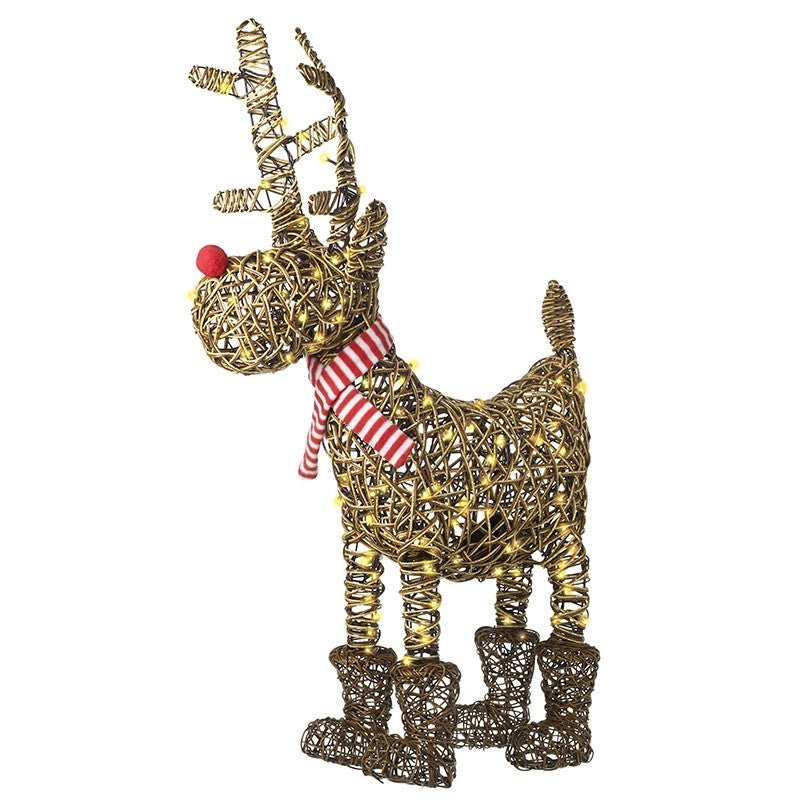 HS Light Up Rattan Reindeer In Boots Large