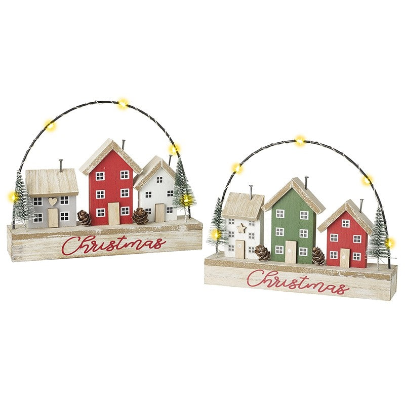 HS Hanging Light Up Houses 2 asst