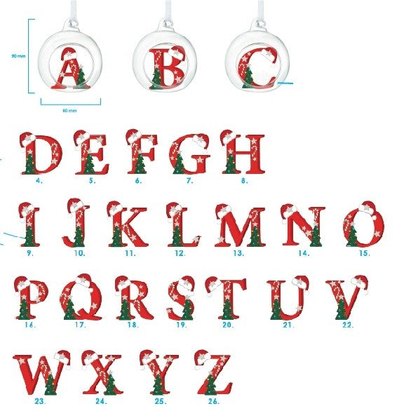HS A-Z Glass Open Xmas Bauble