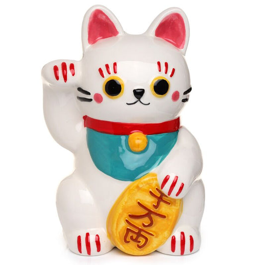 PK Maneki Neko White Ceramic Money Box