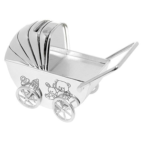 JD Pram Silver Plated Money Box