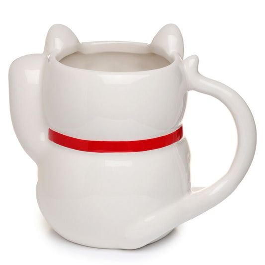 PK Maneki Neko White Ceramic Shaped Mug
