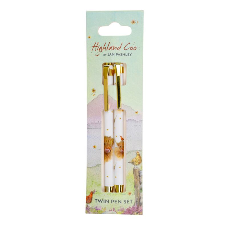PK Jan Pashley Highland Coo Cow Twin Pen Set