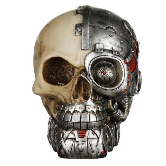 PK Steampunk Style Skull Half Robot Head