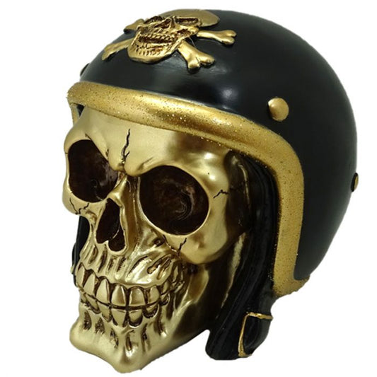 PK Gold Skull In Biker Helmet