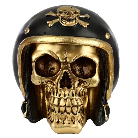 PK Gold Skull In Biker Helmet