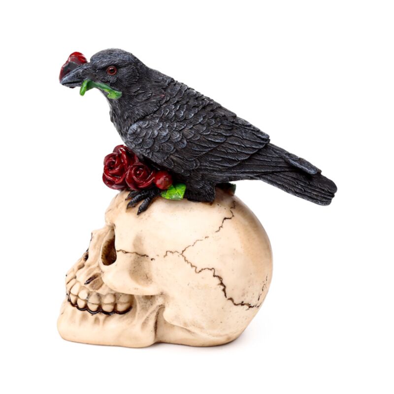 PK Skull with Raven & Red Roses
