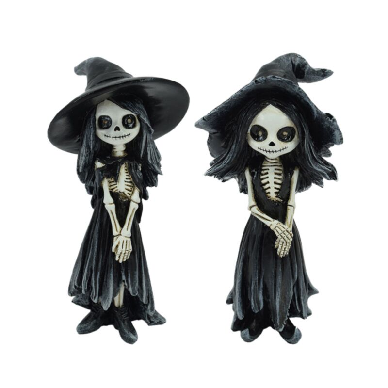 PK Skeleton Girl Standing Wearing Witches Hat