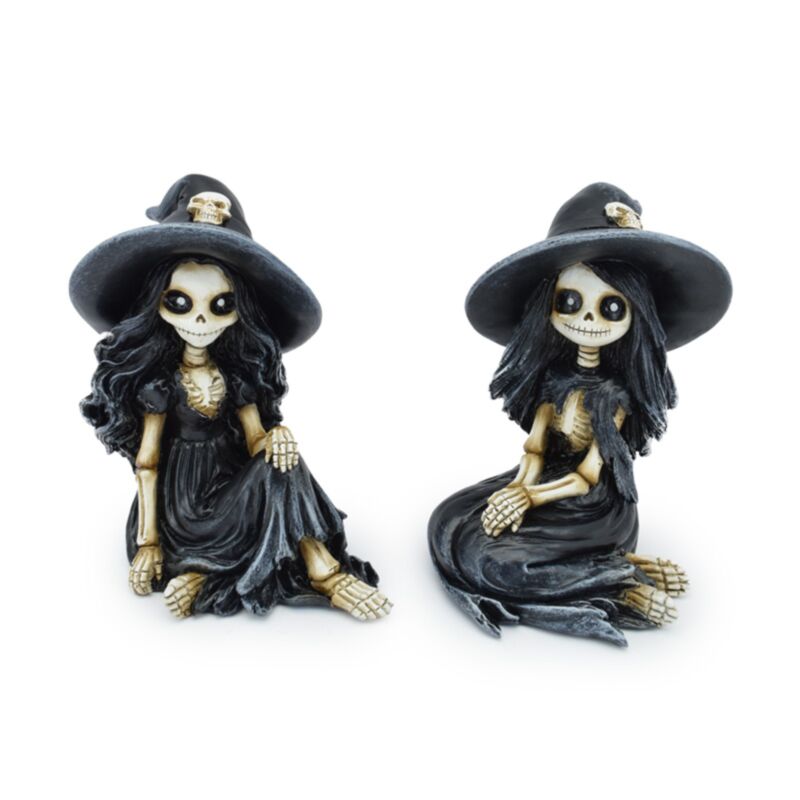 PK Skeleton Girl Sitting Wearing Witches Hat