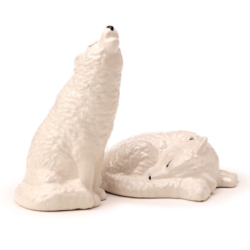 PK White Wolf Ceramic Salt & Pepper Set*~