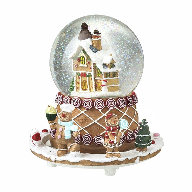 HS Led Gingerbread Snowglobe With House
