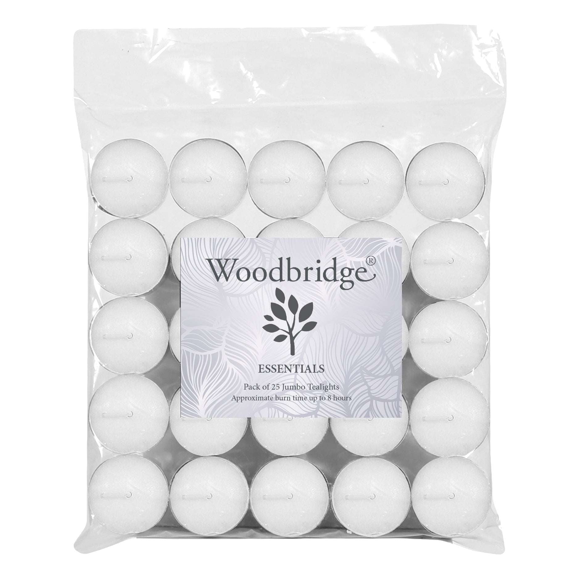 AR Jumbo 8hr Tealight Candles White 25 pack