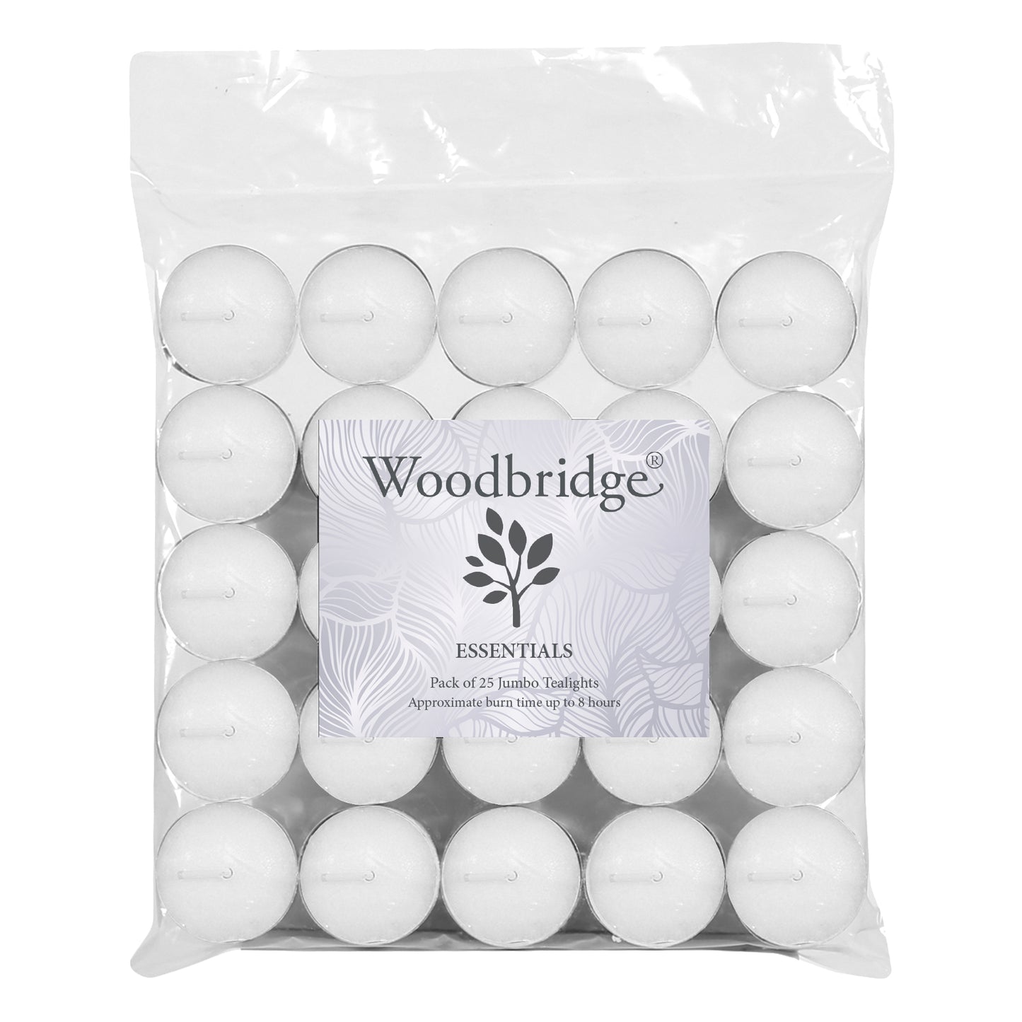 AR Jumbo 8hr Tealight Candles White 25 pack