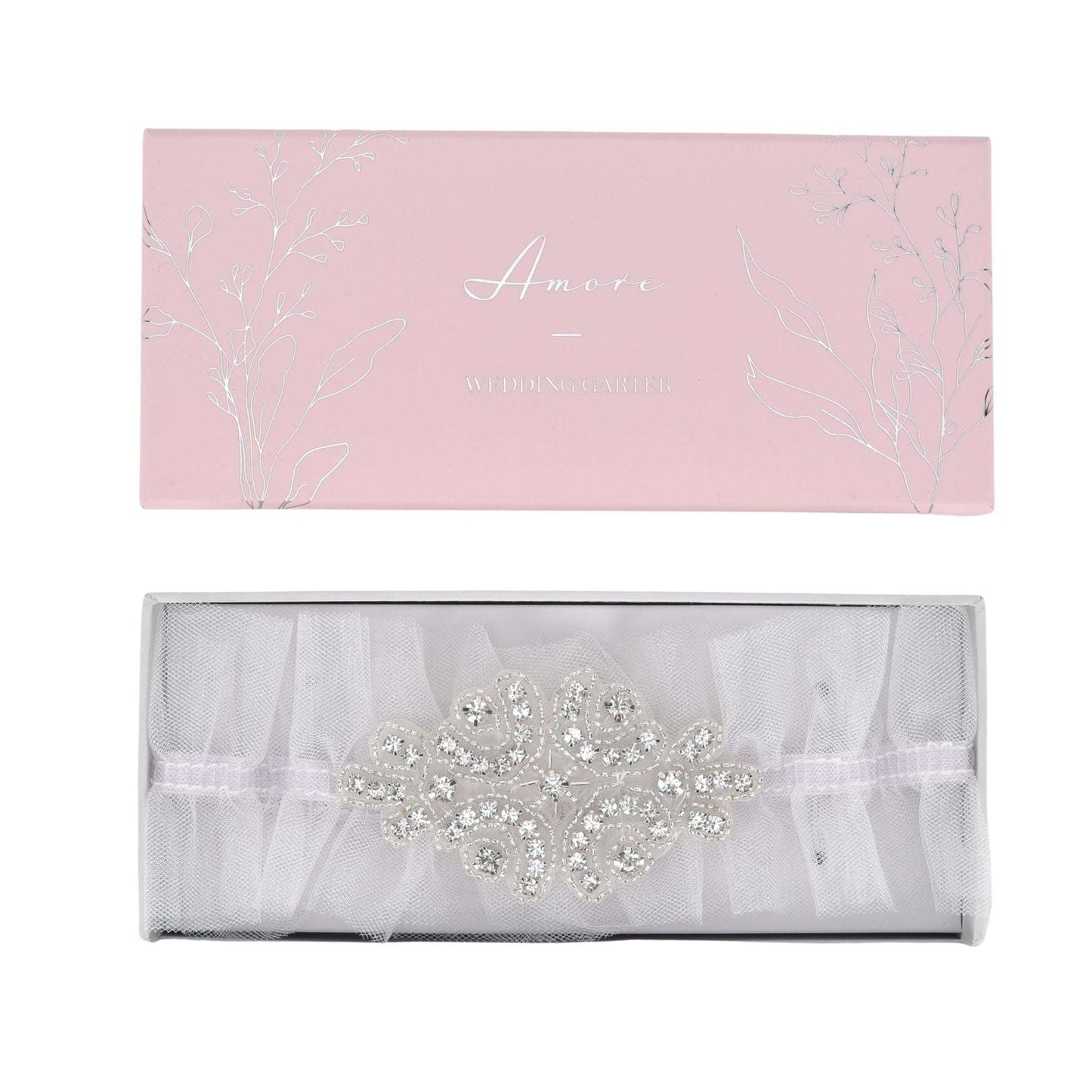 WDP Amore Garter - White Tulle Diamante