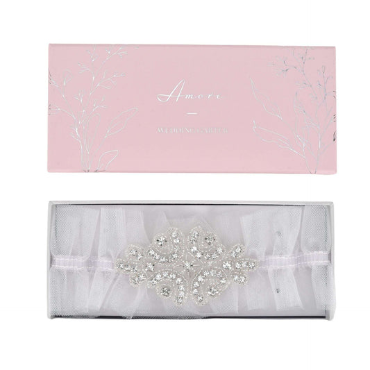 WDP Amore Garter - White Tulle Diamante