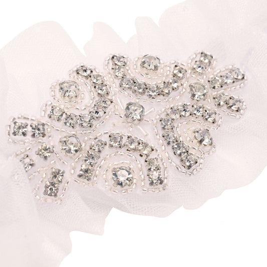 WDP Amore Garter - White Tulle Diamante