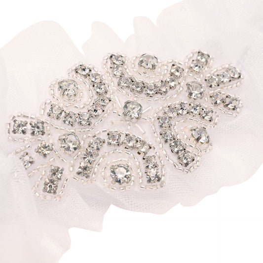 WDP Amore Garter - White Tulle Diamante