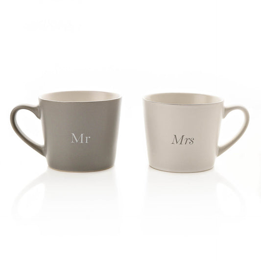 WDP Set Grey & White Mugs - Mr & Mrs
