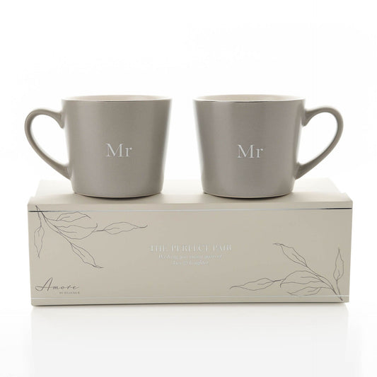 WDP Amore Set of 2 Grey Mugs - Mr & Mr