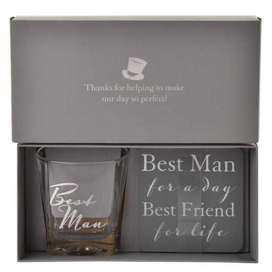 WDP Glass and Coaster Set - Best Man