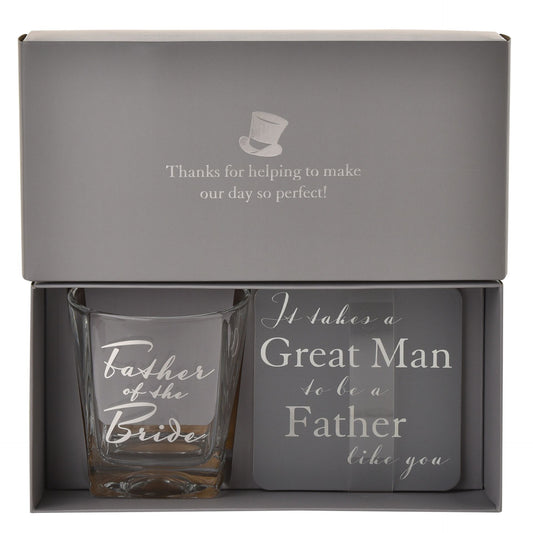 WDP Glass and Coaster Set - Father Bride