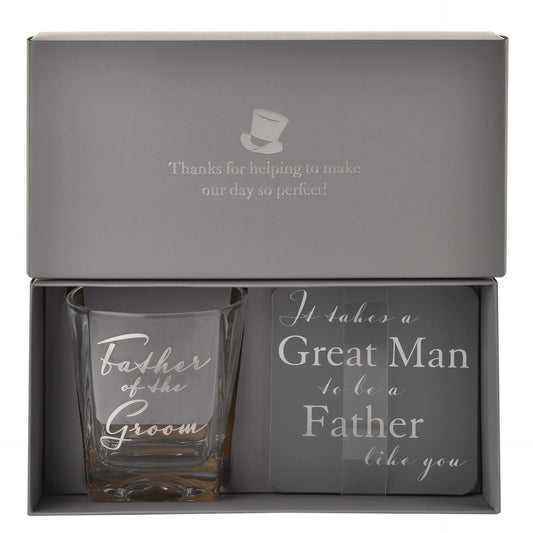 WDP Glass and Coaster Set - Father Groom