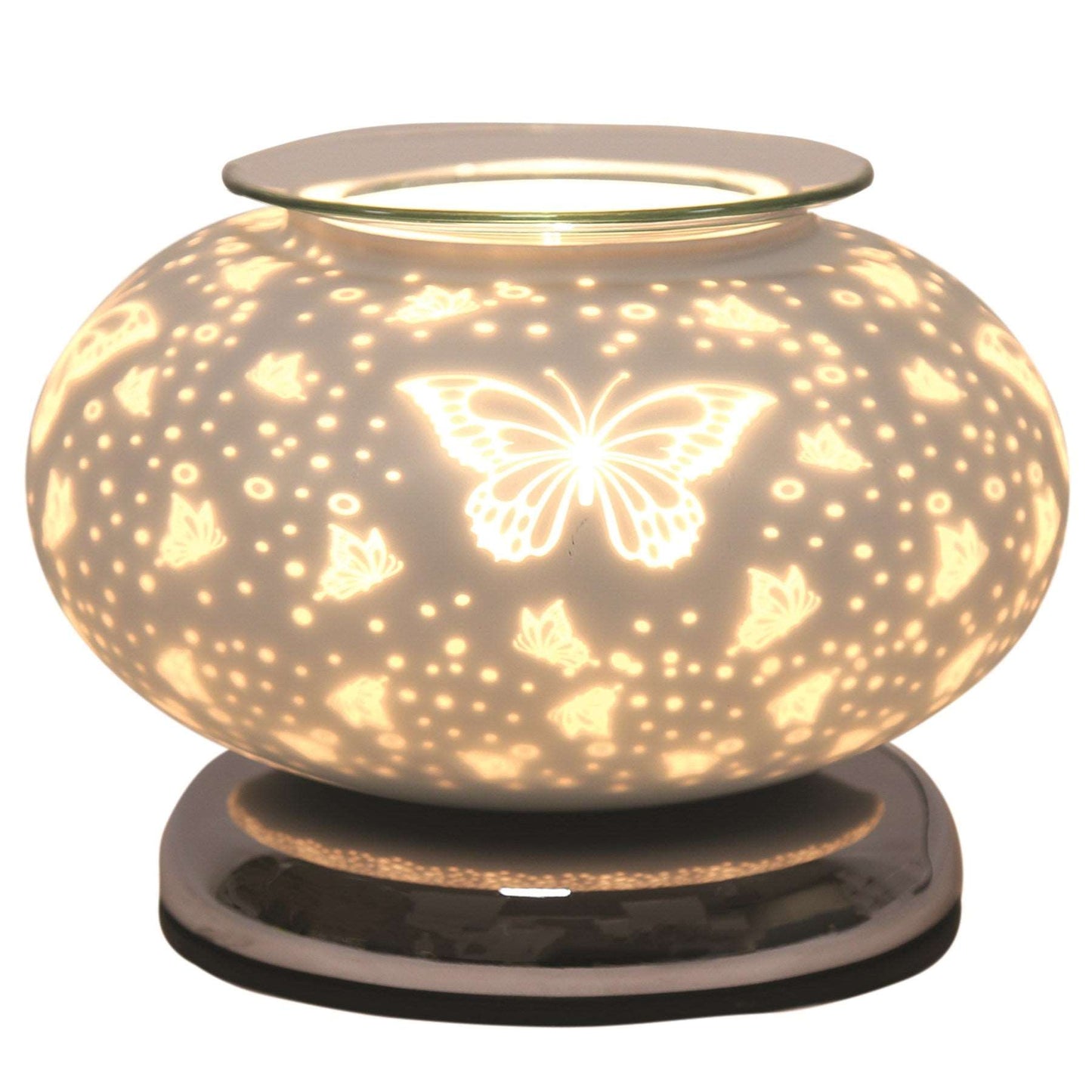 Ellipse White Satin Electric Burner - Butterfly