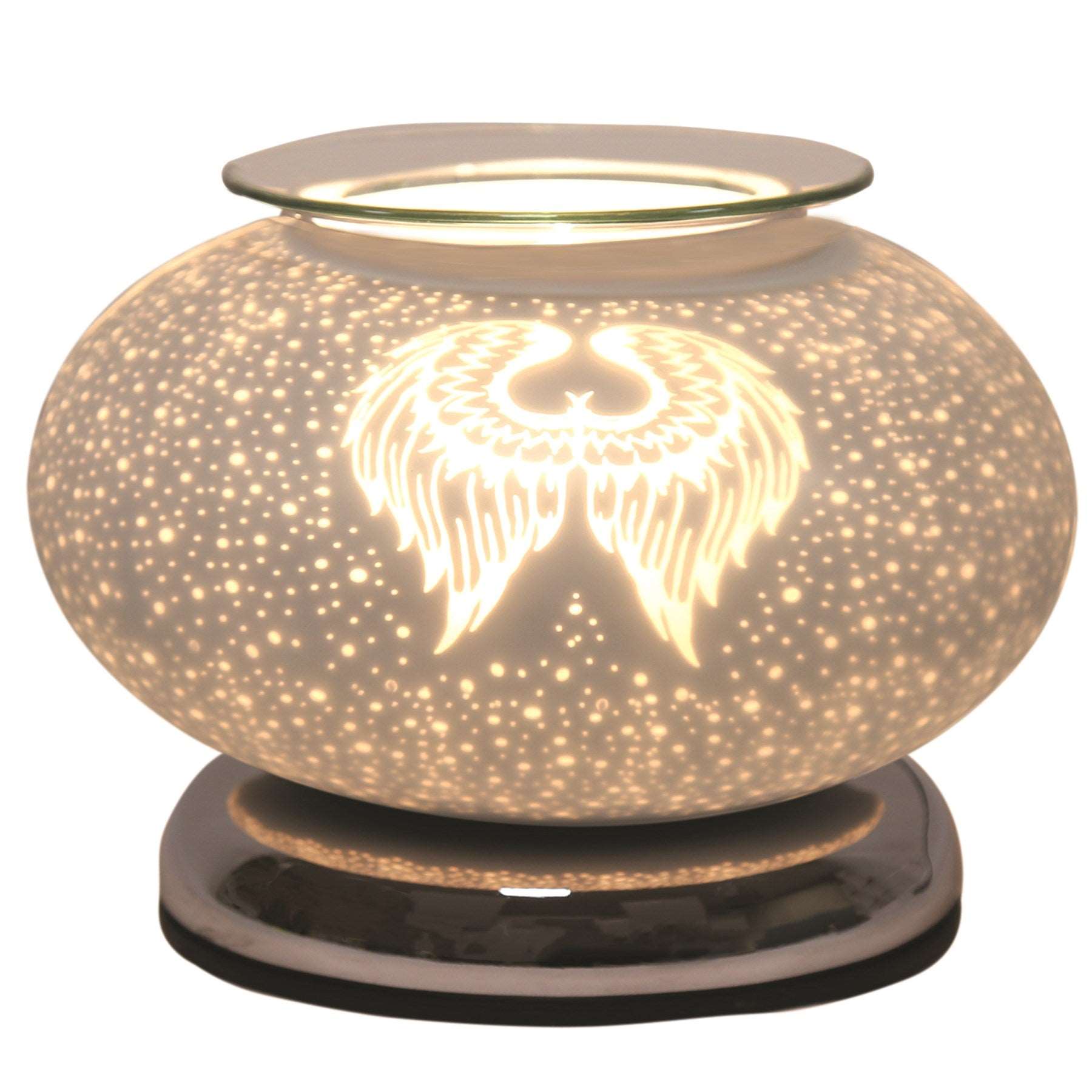 Ellipse White Satin Electric Burner - Angel Wings