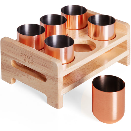 OS Rose Gold 6 Shot Glass Set on Tray