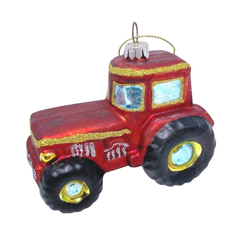 HS Hanging Glass Red Tractor