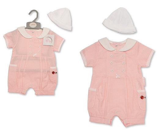 SB Baby Girls Romper with Hat - Ladybird