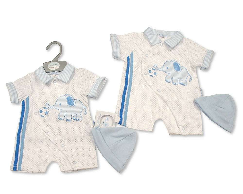 SB Baby Boy Romper w/Hat Elephant