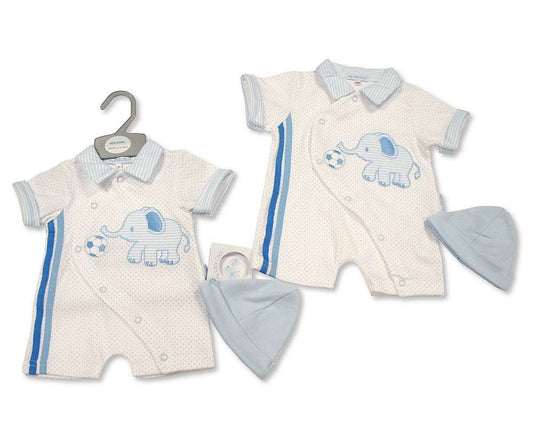 SB Baby Boy Romper w/Hat Elephant