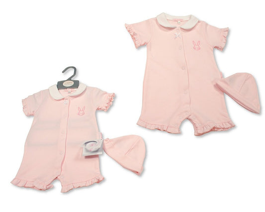SB Baby Girls Romper with Hat - Bunny