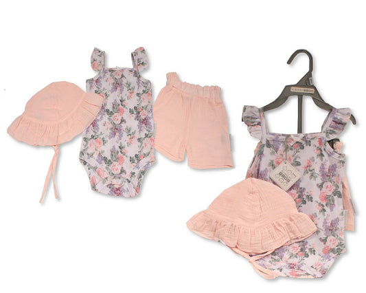 SB Baby Girls 3 Piece Set - Floral Pink