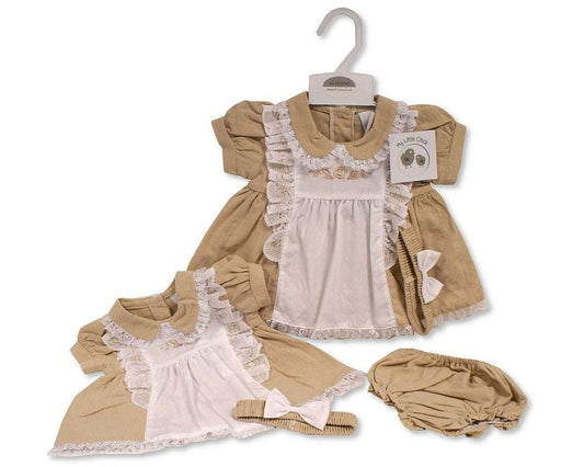 SB Baby Girl Linen Dress Set Taupe