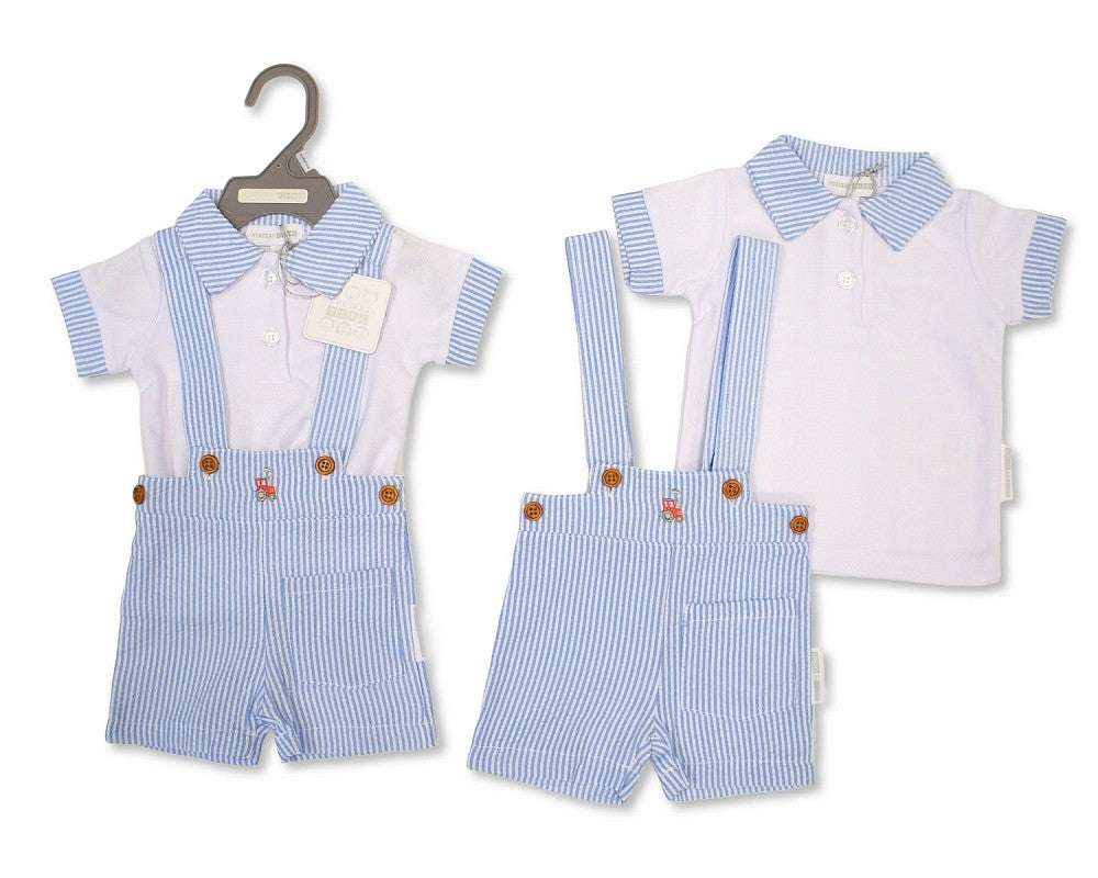 SB Baby Boys 2 pcs Short Dungaree Set - Tractor Ne