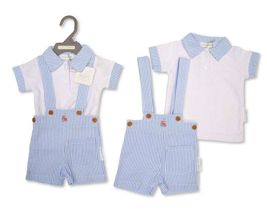 SB Baby Boys 2 pcs Short Dungaree Set - Tractor Ne