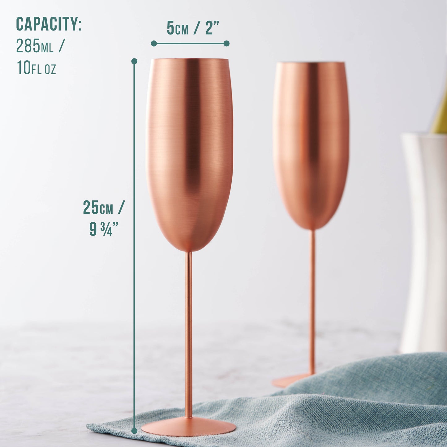 OS 4 Matt Rose Gold Champagne Flutes S/S