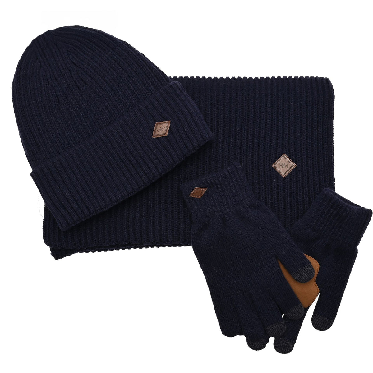WDP Harvey Makin Layers Hat Gloves and Scarf Gift Set - Navy Blue