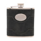 WDP Harvey Makin 6oz Black PU Wrapped Stainless Steel Flask Set with Funnel