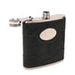 WDP Harvey Makin 6oz Black PU Wrapped Stainless Steel Flask Set with Funnel