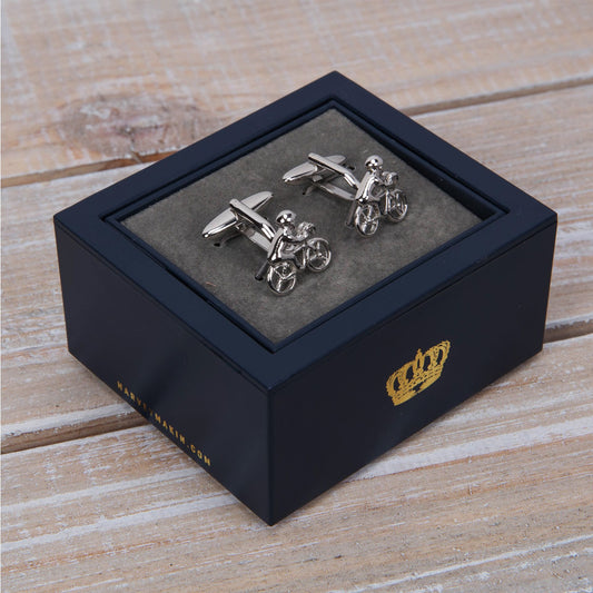 WDP Rhodium Plated Cufflinks Cyclist