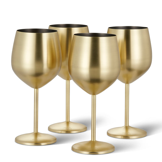 OS 4 Matt Gold Wine Glasses S/S