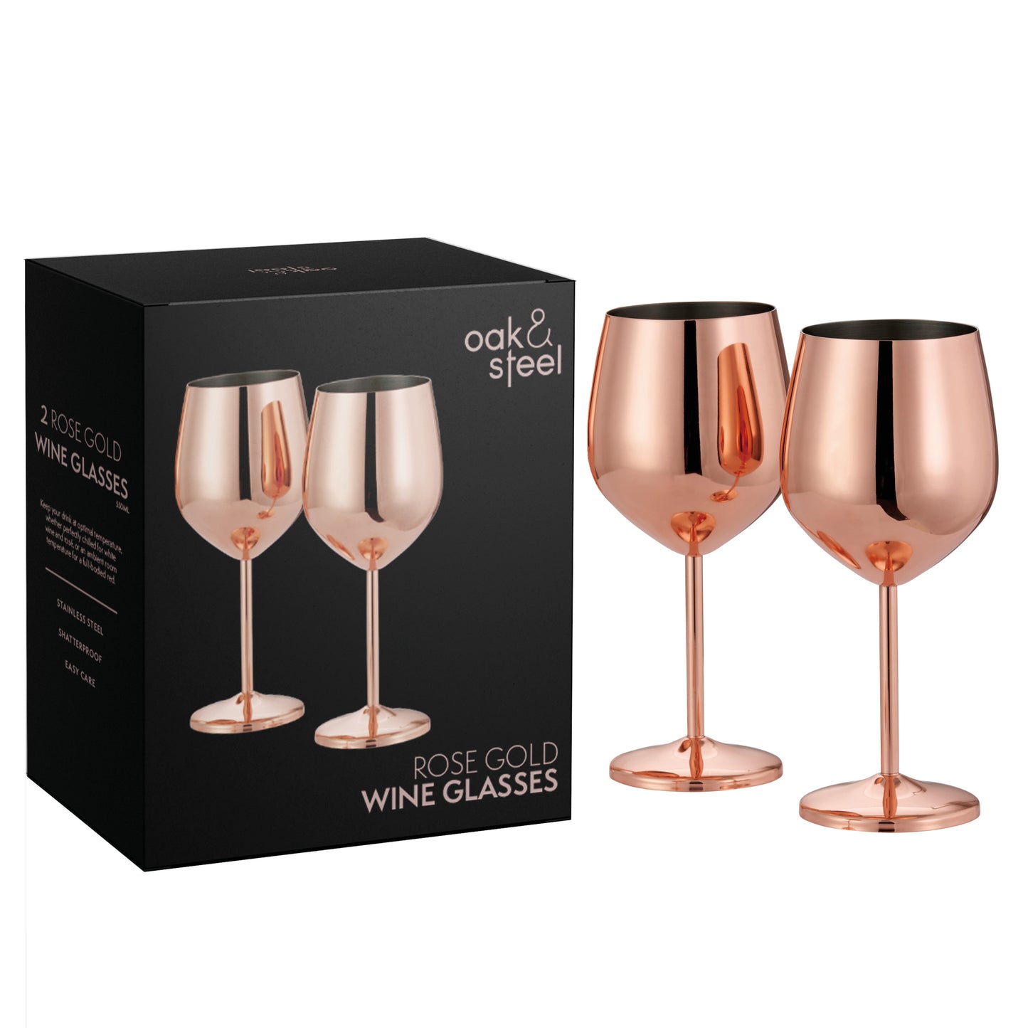 OS 2 Rose Gold Wine Glasses S/S