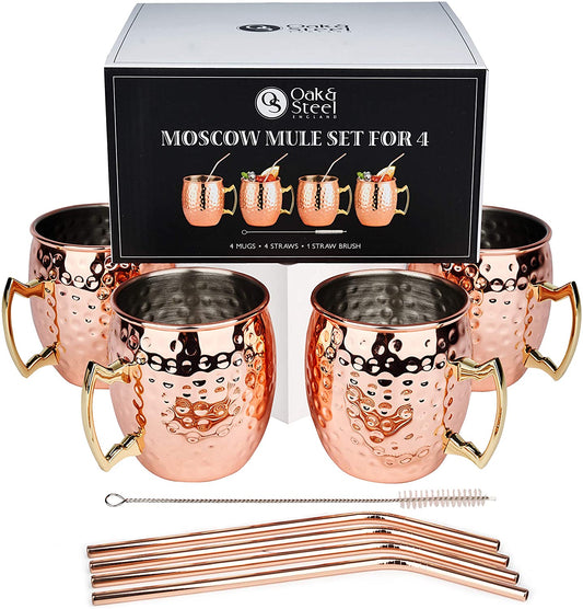 OS 4 Moscow Mule Cocktail Mugs Rose Gold